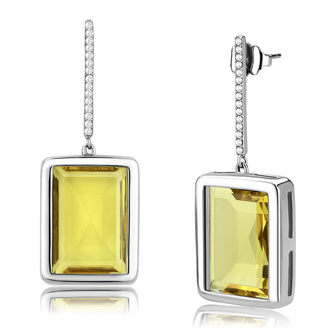 DA378 - Stainless Steel Earrings High polished (no plating) Women Top Grade Crystal Topaz