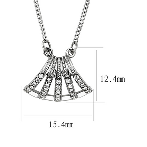DA380 - Stainless Steel Chain Pendant High polished (no plating) Unisex AAA Grade CZ Clear