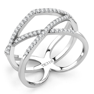 DA381 - Stainless Steel Ring High polished (no plating) Women AAA Grade CZ Clear