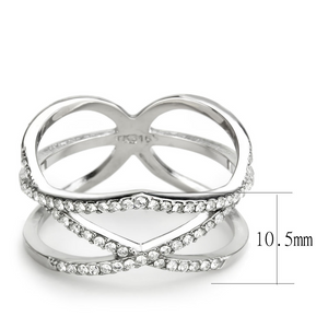 DA381 - Stainless Steel Ring High polished (no plating) Women AAA Grade CZ Clear