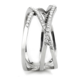 DA381 - Stainless Steel Ring High polished (no plating) Women AAA Grade CZ Clear