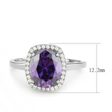 DA385 - Stainless Steel Ring High polished (no plating) Women AAA Grade CZ Amethyst