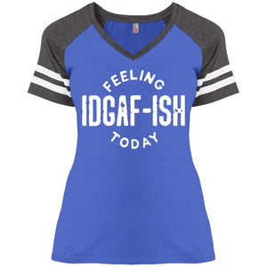 IDGAF  Ladies' Game V-Neck T-Shirt