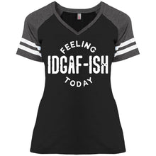 IDGAF  Ladies' Game V-Neck T-Shirt