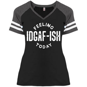 IDGAF  Ladies' Game V-Neck T-Shirt