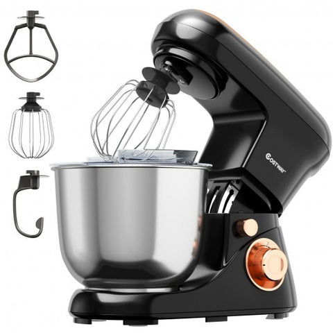 5.3 Qt Stand Kitchen Food Mixer 6 Speed with Dough Hook Beater-Black