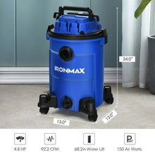 3 in 1 6.6 Gallon 4.8 Peak HP Wet Dry Vacuum Cleaner with Blower-Blue