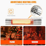 1500W Indoorand Outdoor Electric Heater with 2 Power Settings -Silver