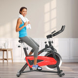 Magnetic Exercise Bike Fitness Cycling Bike with 35Lbs Flywheel for Home and Gym-Black & Red