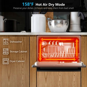 6 Place Setting Built-in or Countertop Dishwasher Machine with 5 Programs