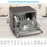 6 Place Setting Countertop or Built-in Dishwasher Machine with 5 Programs