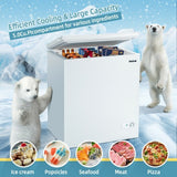 5.2 Cu.ft Chest Freezer Upright Single Door Refrigerator with 3 Baskets-White