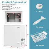 5.2 Cu.ft Chest Freezer Upright Single Door Refrigerator with 3 Baskets-White