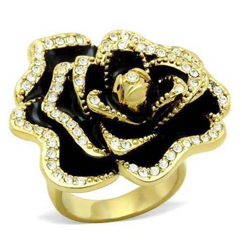 GL021 - Brass Ring IP Gold(Ion Plating) Women Top Grade Crystal Clear