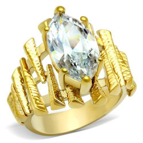 GL080 - Brass Ring IP Gold(Ion Plating) Women AAA Grade CZ Clear