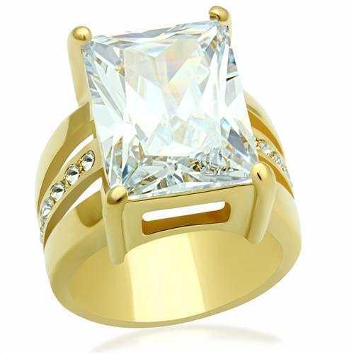 GL089 - Brass Ring IP Gold(Ion Plating) Women AAA Grade CZ Clear