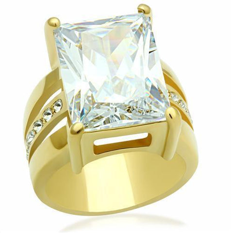 GL089 - Brass Ring IP Gold(Ion Plating) Women AAA Grade CZ Clear