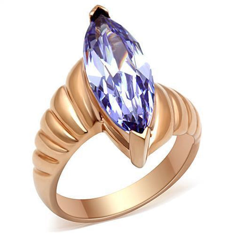 GL139 - Brass Ring IP Rose Gold(Ion Plating) Women AAA Grade CZ Light Amethyst