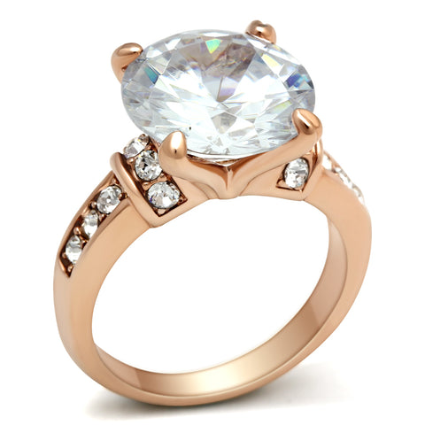 GL144 - Brass Ring IP Rose Gold(Ion Plating) Women AAA Grade CZ Clear