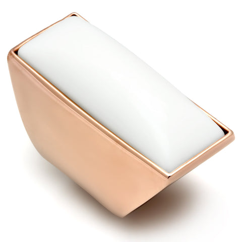 GL164 - Brass Ring IP Rose Gold(Ion Plating) Women Synthetic White