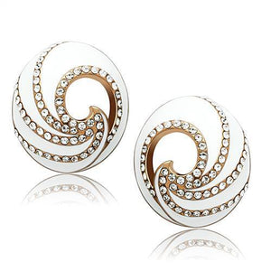 GL165 - Brass Earrings IP Rose Gold(Ion Plating) Women Top Grade Crystal Clear