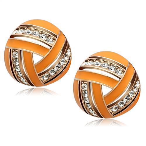 GL167 - Brass Earrings IP Rose Gold(Ion Plating) Women Top Grade Crystal Clear