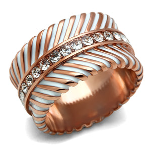 GL202 - Brass Ring IP Rose Gold(Ion Plating) Women Top Grade Crystal Clear