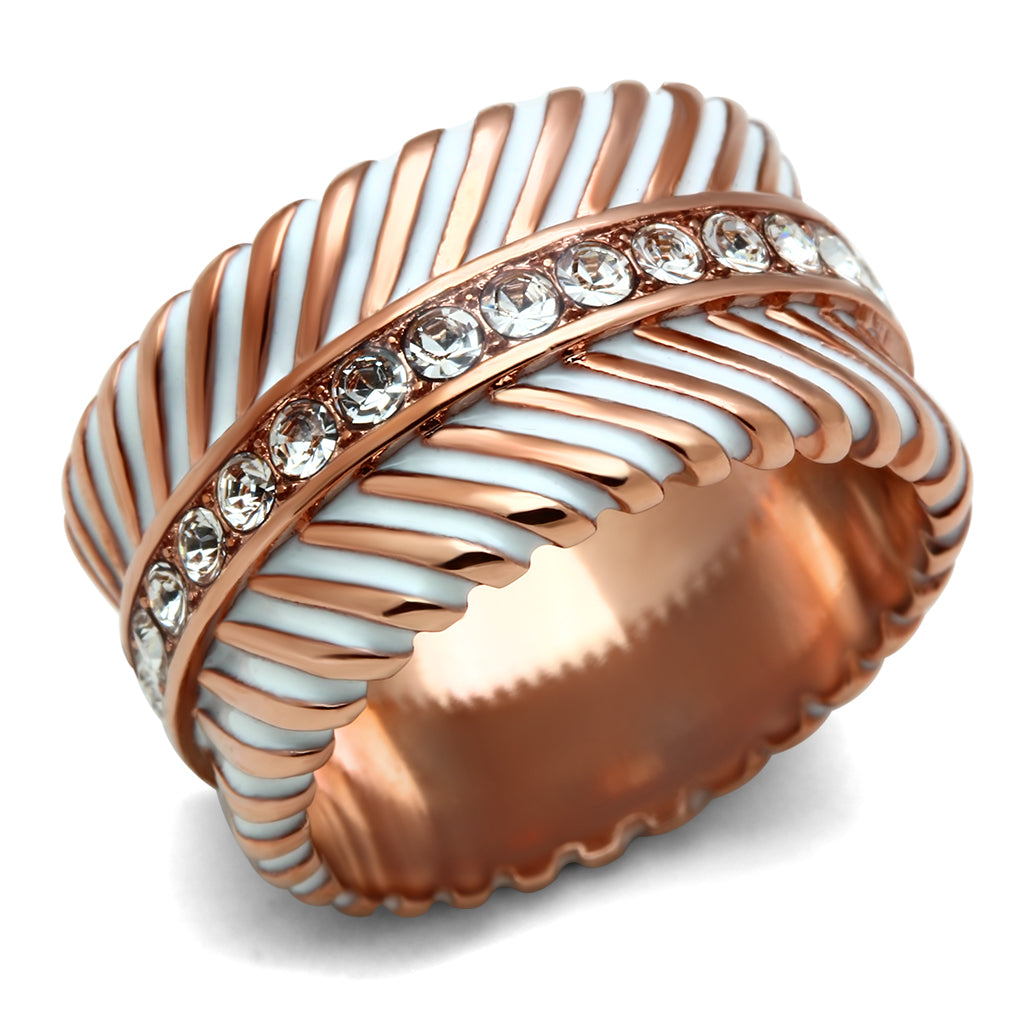 GL202 - Brass Ring IP Rose Gold(Ion Plating) Women Top Grade Crystal Clear