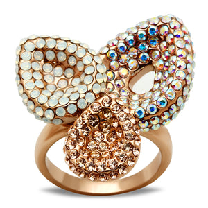 GL219 - Brass Ring IP Rose Gold(Ion Plating) Women Top Grade Crystal Multi Color
