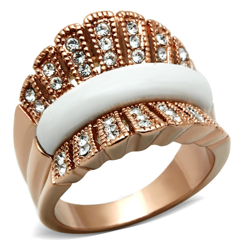 GL223 - Brass Ring IP Rose Gold(Ion Plating) Women Semi-Precious White