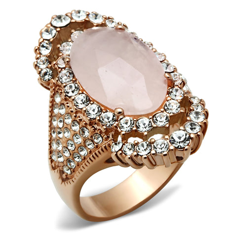 GL225 - Brass Ring IP Rose Gold(Ion Plating) Women Precious Stone Light Rose