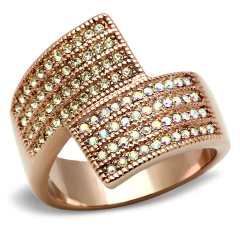 GL229 - Brass Ring IP Rose Gold(Ion Plating) Women Top Grade Crystal Multi Color