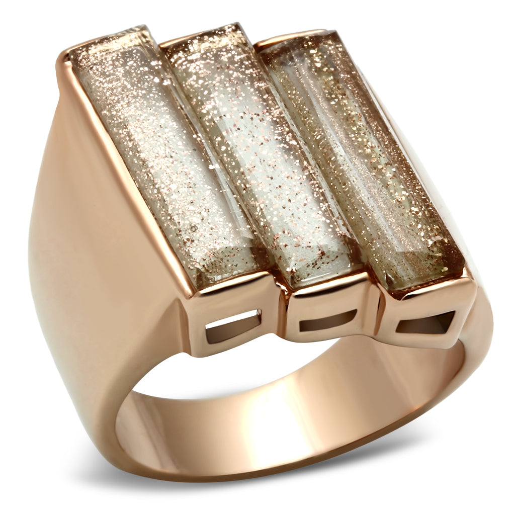 GL231 - Brass Ring IP Rose Gold(Ion Plating) Women Synthetic Topaz