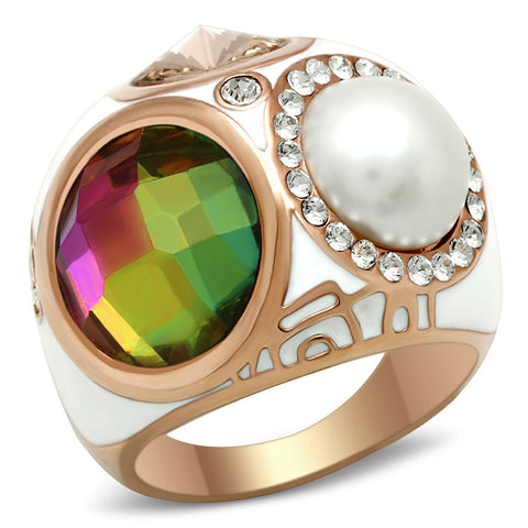 GL248 - Brass Ring IP Rose Gold(Ion Plating) Women Synthetic Multi Color