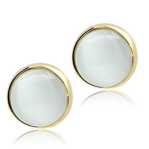GL253 - Brass Earrings IP Gold(Ion Plating) Women Synthetic White