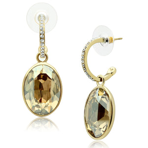 GL257 - Brass Earrings IP Gold(Ion Plating) Women Top Grade Crystal Champagne