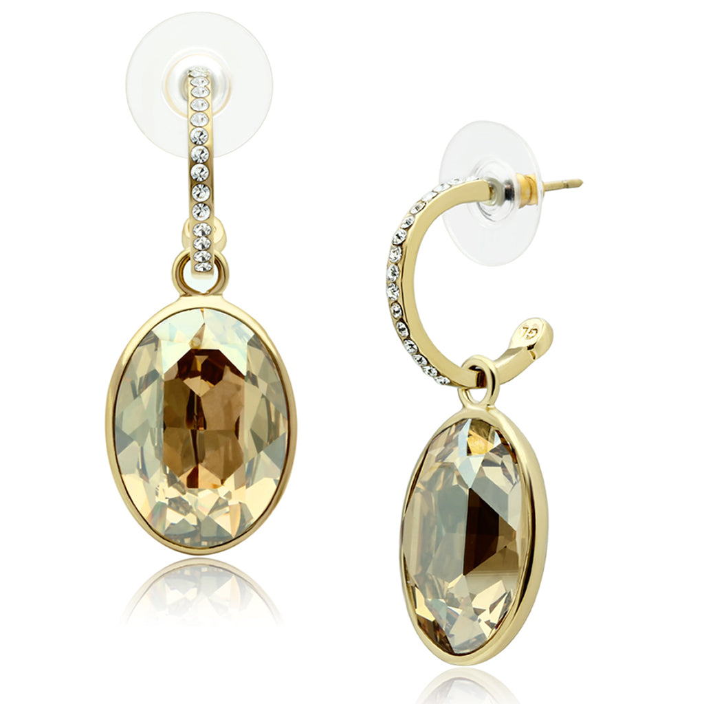 GL257 - Brass Earrings IP Gold(Ion Plating) Women Top Grade Crystal Champagne