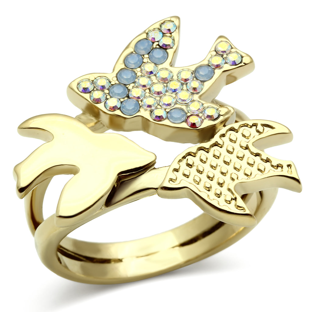 GL277 - Brass Ring IP Gold(Ion Plating) Women Top Grade Crystal Multi Color