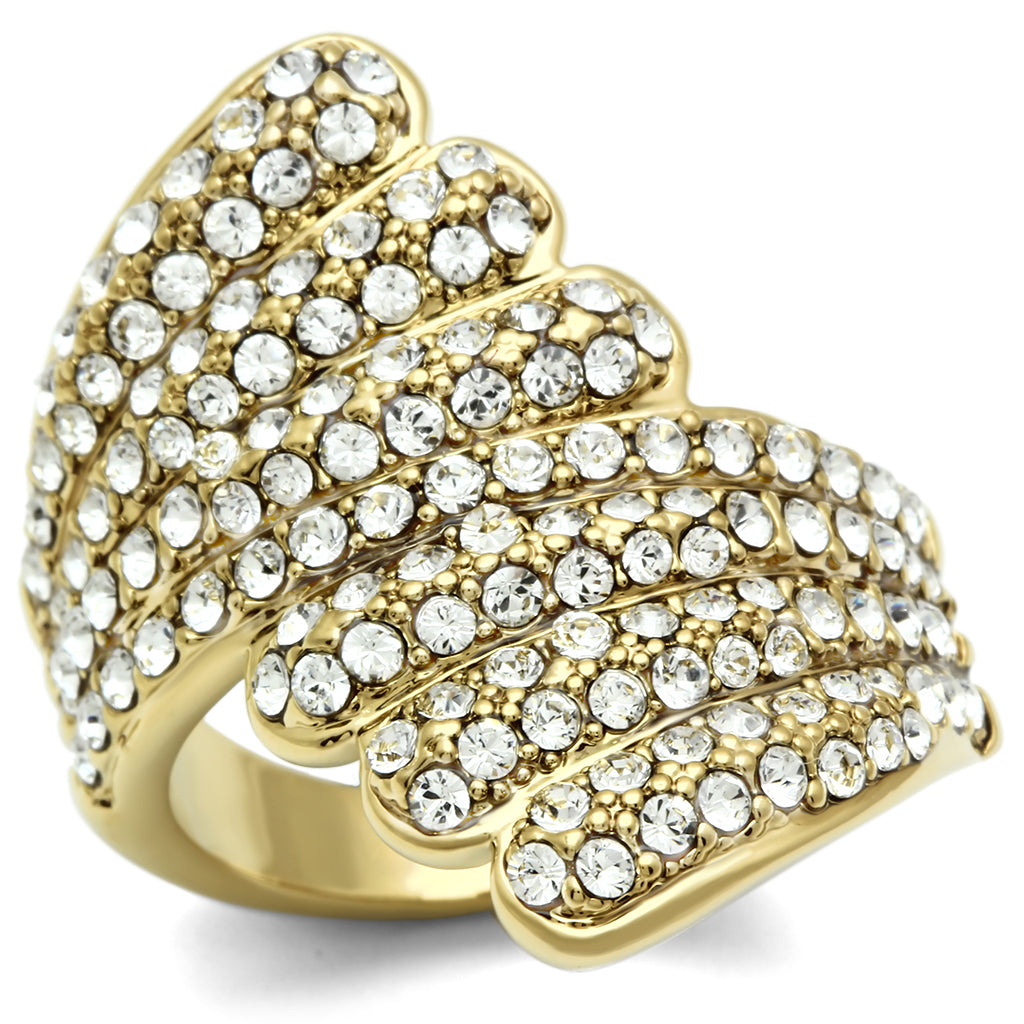 GL284 - Brass Ring IP Gold(Ion Plating) Women Top Grade Crystal Clear