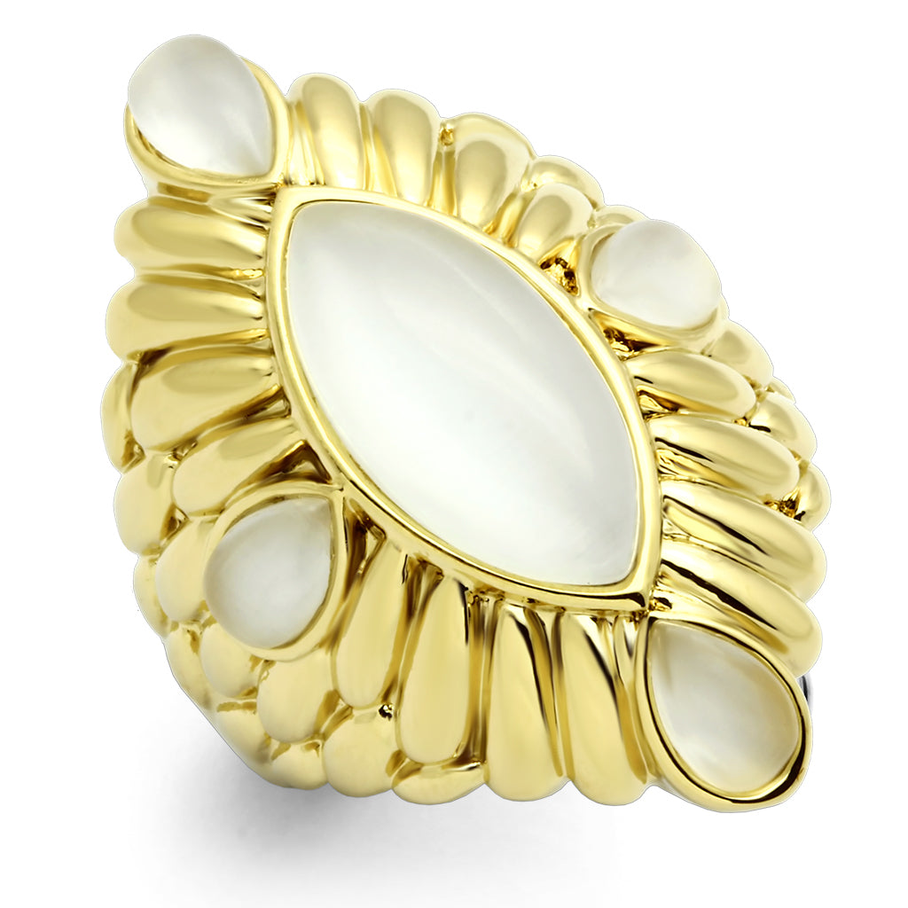 GL294 - Brass Ring IP Gold(Ion Plating) Women Synthetic White
