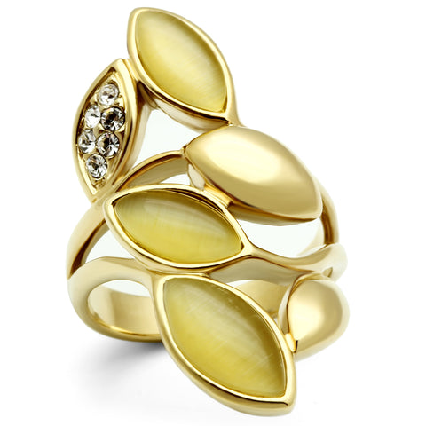 GL302 - Brass Ring IP Gold(Ion Plating) Women Synthetic Citrine Yellow