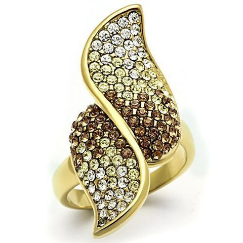 GL304 - Brass Ring IP Gold(Ion Plating) Women Top Grade Crystal Multi Color