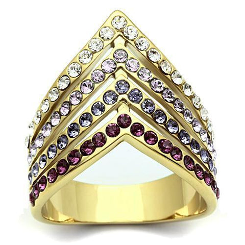 GL305 - Brass Ring IP Gold(Ion Plating) Women Top Grade Crystal Multi Color