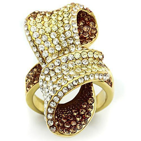 GL307 - Brass Ring IP Gold(Ion Plating) Women Top Grade Crystal Multi Color