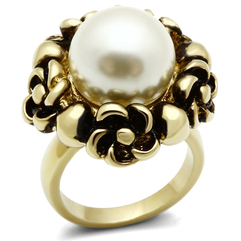 GL308 - Brass Ring IP Gold(Ion Plating) Women Synthetic White
