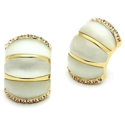 GL339 - Brass Earrings IP Gold(Ion Plating) Women Synthetic White