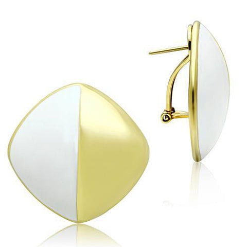 GL340 - Brass Earrings IP Gold(Ion Plating) Women Epoxy White