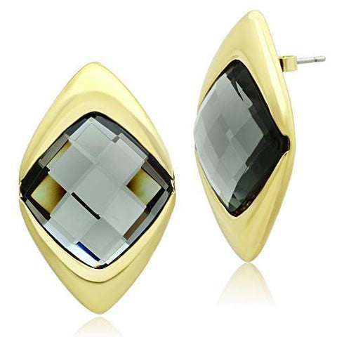 GL341 - Brass Earrings IP Gold(Ion Plating) Women Synthetic Black Diamond