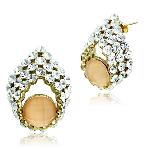 GL355 - Brass Earrings IP Gold(Ion Plating) Women Synthetic Orange
