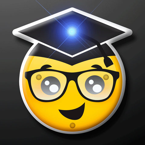 Graduation Face Emoji Light Up LED Party Pin